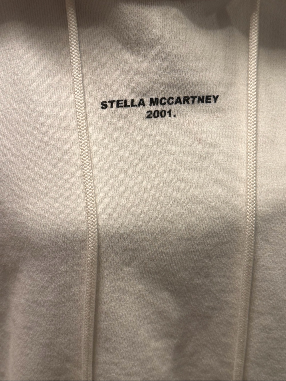 Stella McCartney White Cropped Hooded sweatshirt with black logo on front sz 40 - Picture 12 of 15